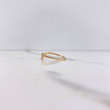 Anillo Tiara En V 1.3gr / T7 1/4 / Circones Azul Blancos Oro Amarillo &