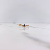 Anillo Tiara En V 1.3gr / T7 1/4 / Circones Azul Blancos Oro Amarillo &