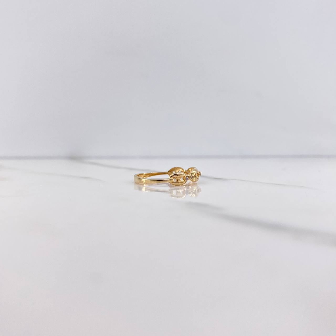 Anillo GC 1.45gr / T6 1/2 / Circones Blancos Oro Amarillo &