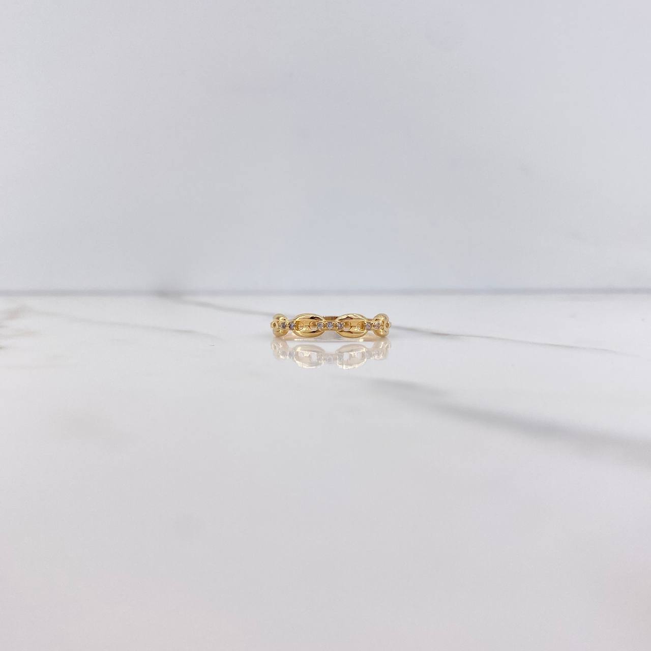 Anillo GC 1.45gr / T6 1/2 / Circones Blancos Oro Amarillo &