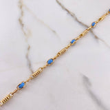 Tobillera Rustica Tornillo 15.95gr / 29cm / Bolas Azules Oro Amarillo &