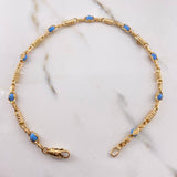 Tobillera Rustica Tornillo 15.95gr / 29cm / Bolas Azules Oro Amarillo &