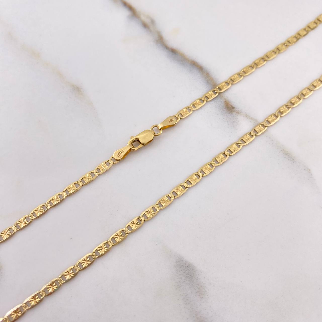 Cadena Escalera Plana 5.7gr / 60cm / 4mm Diamantada Oro Amarillo +3 &