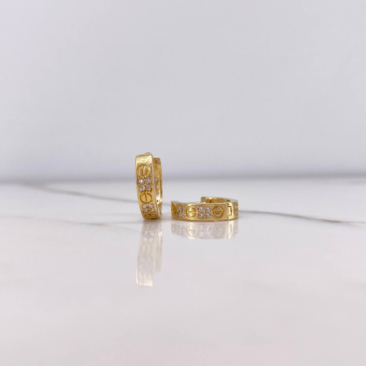 Candongas Tornillo 3.05gr / 1.2cm / Circones Blancos Oro Amarillo &