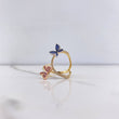 Anillo Mariposas 3.05gr / T8 / Circones Azules Morados Blancos Tres Oros &