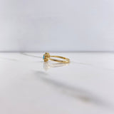 Anillo Halo Corazon 2.25gr / T6 1/4 / Circones Azul Blancos Oro Amarillo &