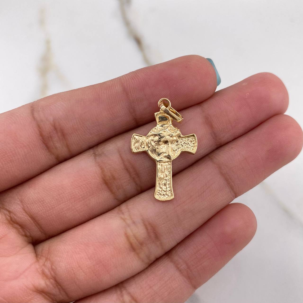 Dije Cruz Rostro de Cristo 1.7gr / 2.7cm / Oro Amarillo &