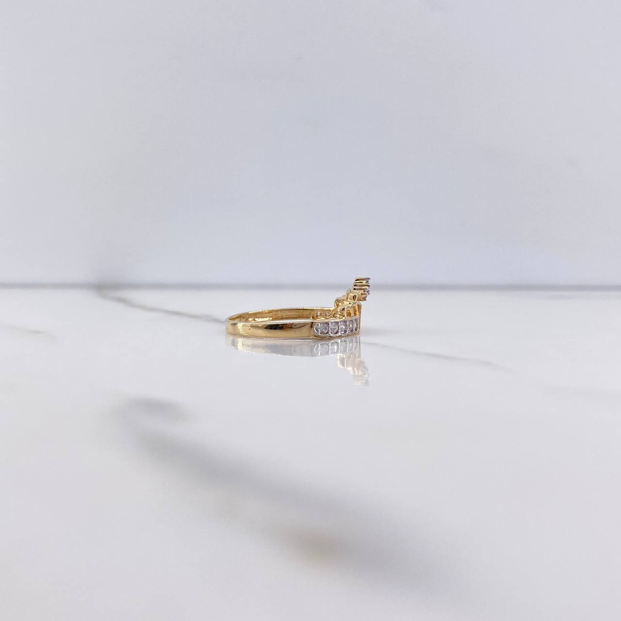 Anillo Corona 15s 2.1gr / T7 / Circones Blancos Oro Amarillo &