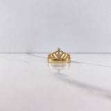 Anillo Corona Corazon 3.35gr / T7 / Circones Blancos Dos Oros Amarillo Blanco &