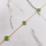 Pulso Espiga Trebol 2.75gr / 19cm / 2mm Resina Verde Blanco Oro Amarillo &