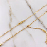 Rosario Aro Seguido 3.55gr / 40cm / 3mm-4mm Bolas Diamantadas Oro Amarillo &