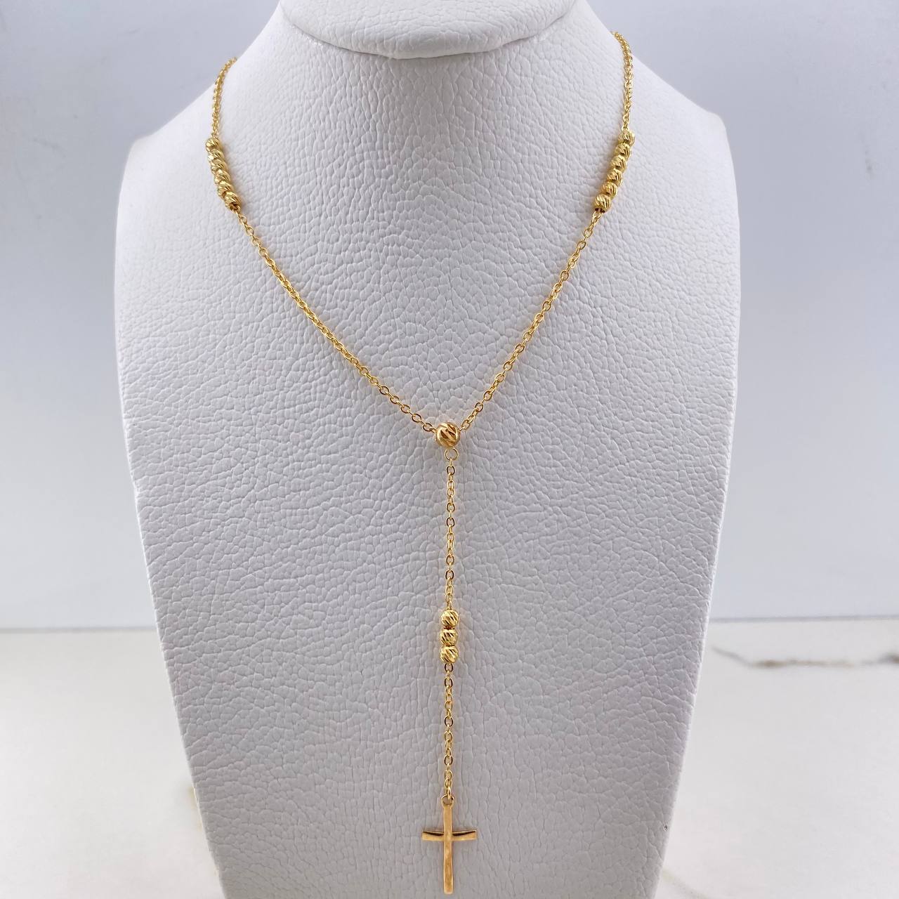 Rosario Aro Seguido 3.55gr / 40cm / 3mm-4mm Bolas Diamantadas Oro Amarillo &
