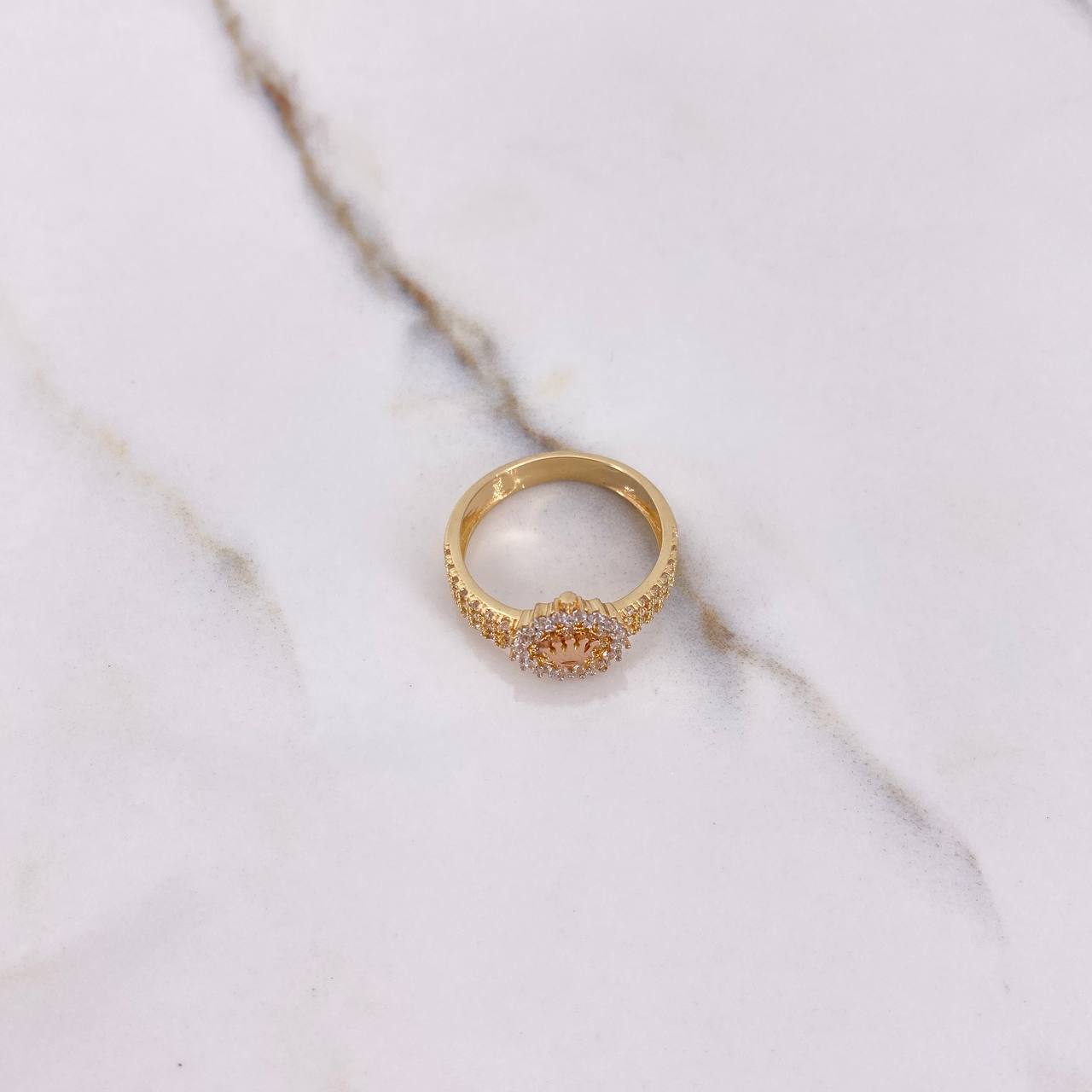 Anillo Correa Corona RX 3.8gr / T6 / Circones Blancos Tres Oros $