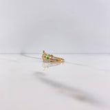 Anillo Corona Corazon 2.3gr / T8 1/2 / Circones Verdes Blancos Dos Oros Amarillo Blanco $