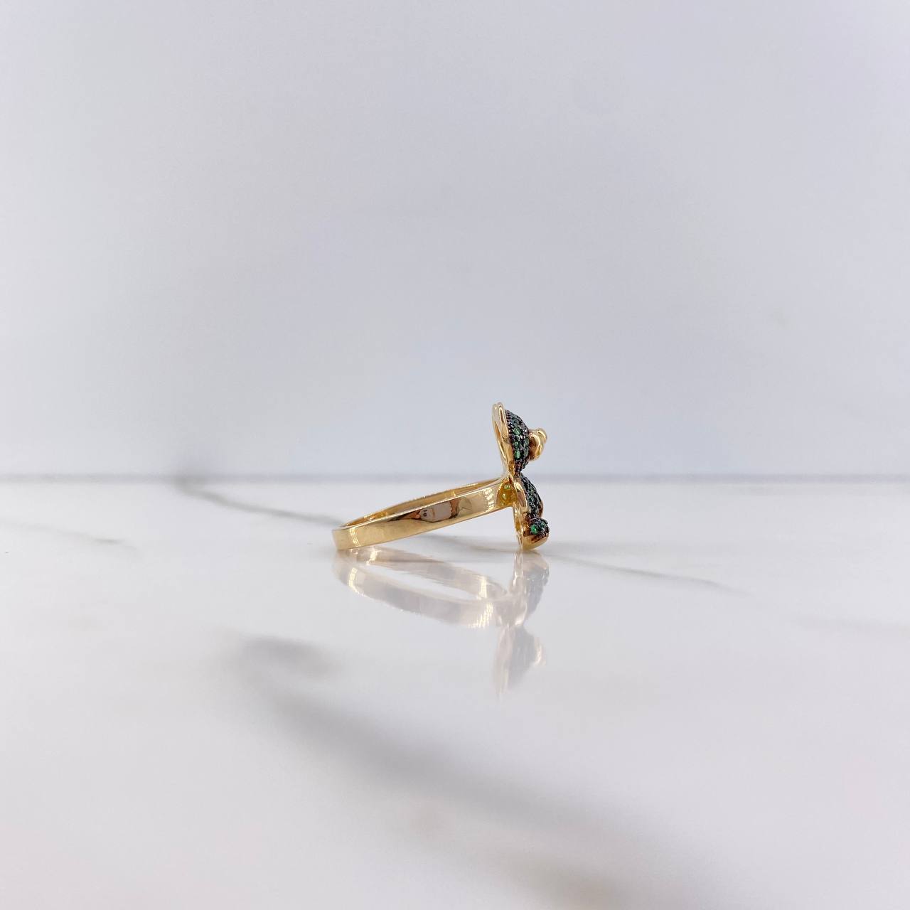 Anillo Oso 3.65gr / T7 / Circones Negros Verdes Oro Amarillo $
