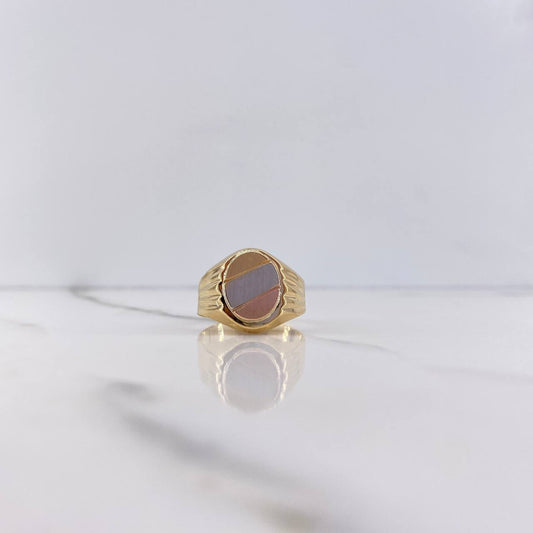 Anillo Sello 4.45gr / T9 1/4 / Redondo Rayado Tres Oros &