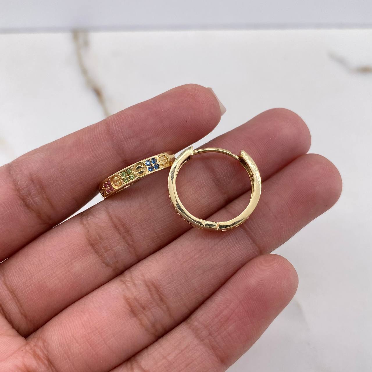 Candongas Tornillo 4gr / 1.6cm / Circones Verdes Rosados Azules Oro Amarillo $