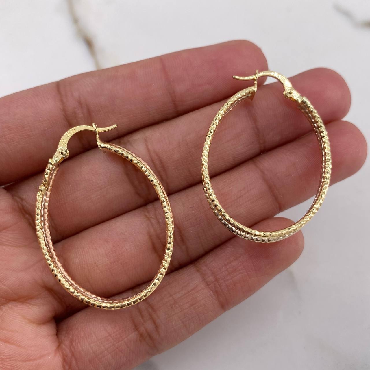 Candongas Daki Ovaladas 2.6gr / 3.5cm / Diamantadas Tres Oros $