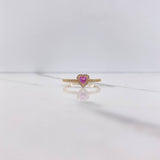 Anillo Corazon 2.15gr / T7 1/2 / Circones Rosado Blancos Oro Amarillo $