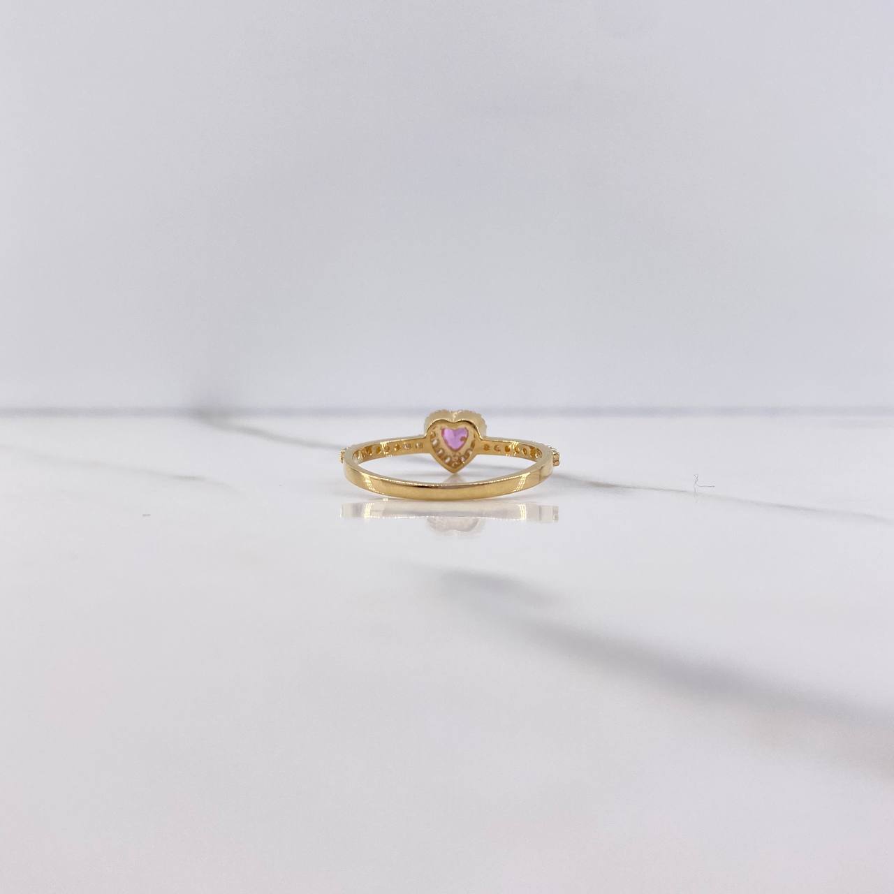 Anillo Corazon 2.15gr / T7 1/2 / Circones Rosado Blancos Oro Amarillo $