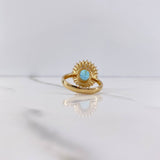 Anillo Halo Piedras 7.45gr / T7 / Circones Azul Blancos Oro Amarillo $