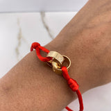 Pulsera Roja Argollas Tornillo 3.1gr / Lisas Oro Amarillo $