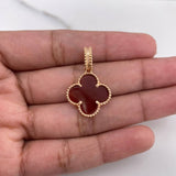 Dije Trebol 3.3gr / 2.6cm / Agata Roja Oro Rosa Nac.Esp. $