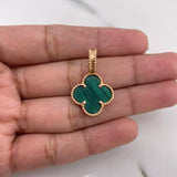 Dije Trebol 3.15gr / 2.6cm / Malaquita Verde Oro Rosa Nac.Esp. $