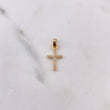 Dije Cruz 0.9gr / 2cm / Circones Blancos Oro Amarillo $
