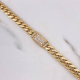 Cadena Cubana 33.8gr / 60cm / 8mm Broche Cajon Circones Blancos Oro Amarillo &