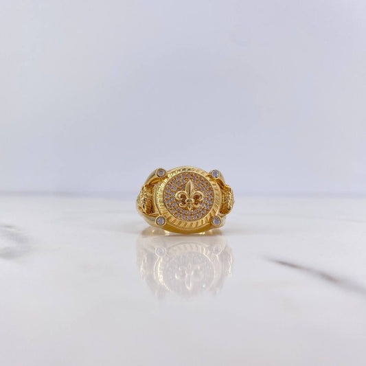 Anillo Flor De Lis Medusa 10gr / T10 1/4 / Circones Blancos Oro Amarillo $