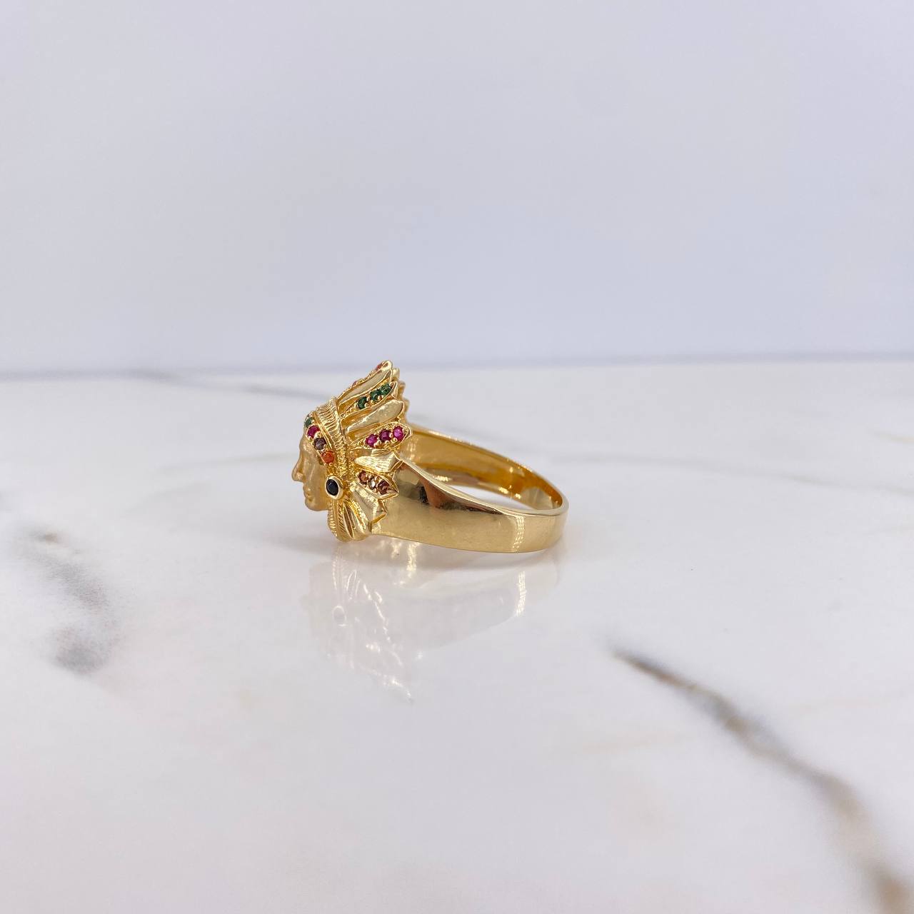 Anillo Indio 7.8gr / T10 1/2 / Circones Verdes Fucsias Cafes Naranjas Negros Oro Amarillo $