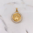 Dije Medalla Corona RX 8.4gr / 3.5cm / Circones Blancos Oro Amarillo $