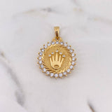 Dije Medalla Corona RX 8.4gr / 3.5cm / Circones Blancos Oro Amarillo $