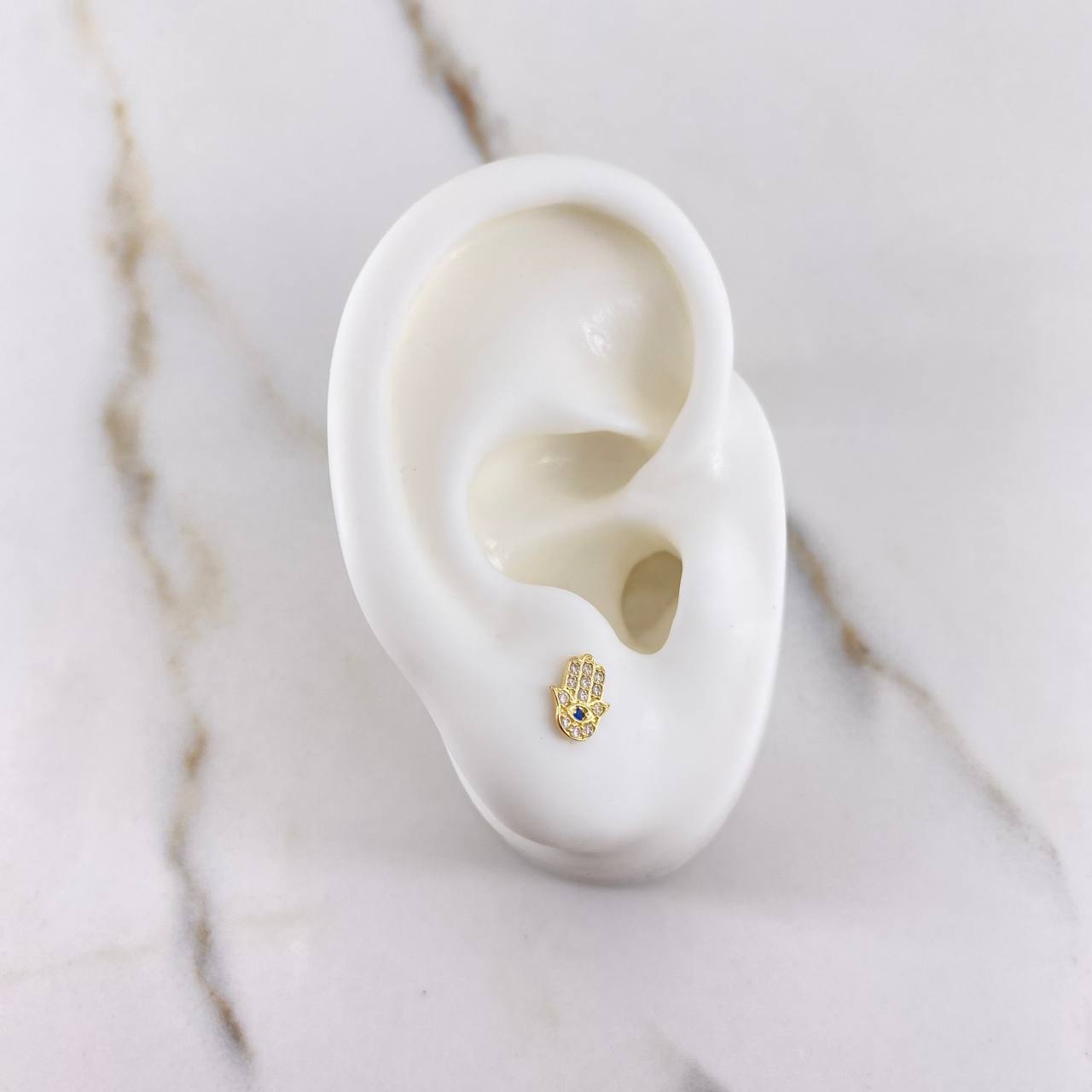 Topos Mano Hamsa 0.75gr / Circones Azul Blancos Oro Amarillo 18K $