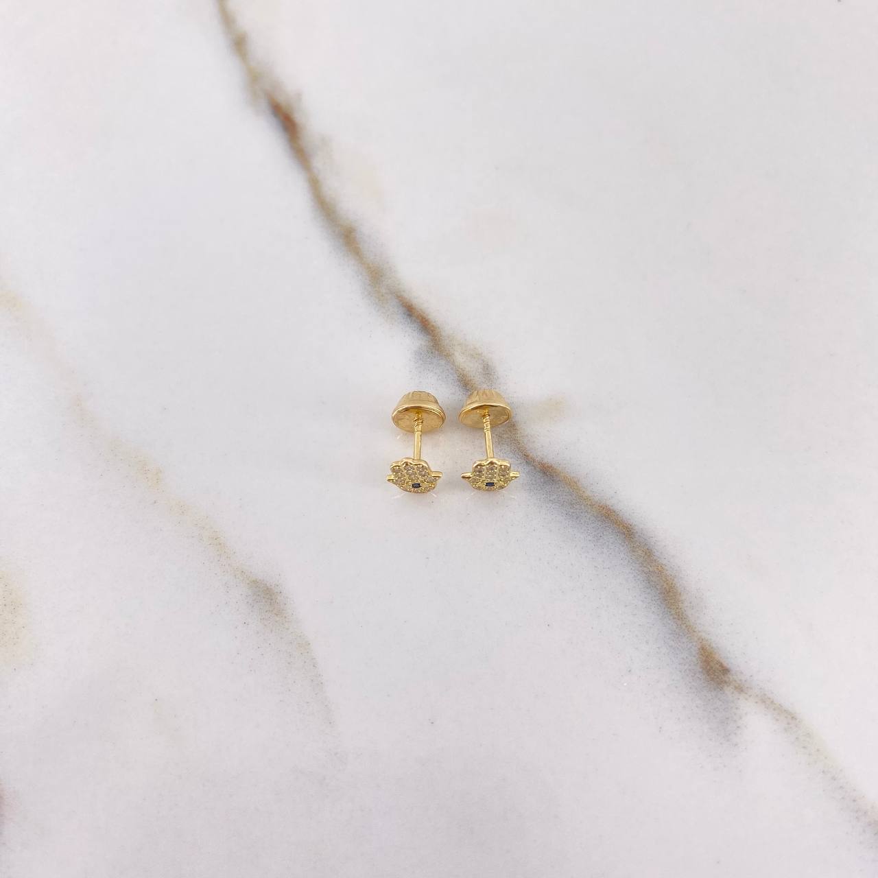 Topos Mano Hamsa 0.75gr / Circones Azul Blancos Oro Amarillo 18K $