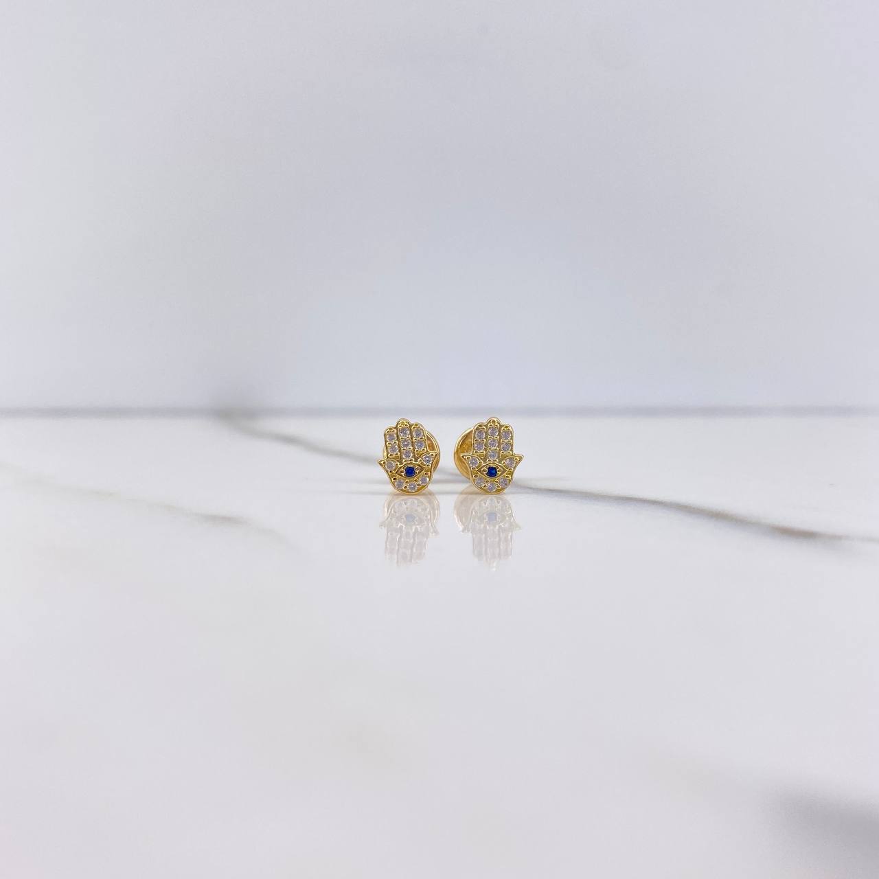 Topos Mano Hamsa 0.75gr / Circones Azul Blancos Oro Amarillo 18K $