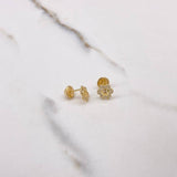 Topos Flor Carita 0.9gr / Circones Blancos Oro Amarillo 18K $