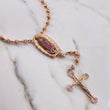 Rosario Virgen Guadalupe 33.2gr / 60cm / Circones Verdes Fucsias Blancos Dos Oros Blanco Rosa 18K $