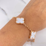 Pulso Aro Seguido Trebol 16.1gr / 20cm / 2.8mm Nacar Blanco Oro Rosa Nac.Esp. 18K $