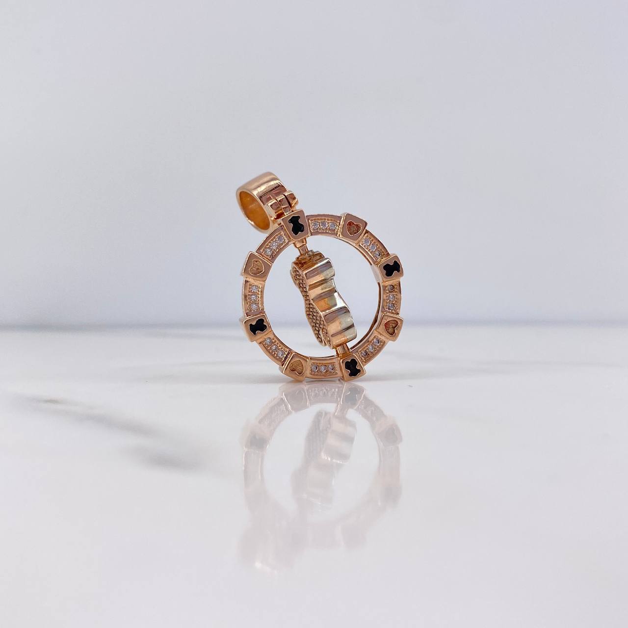 Dije Oso Ts 12.35gr / 3.6cm / Circones Colores Dos Oros Blanco Rosa 18K $