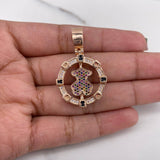 Dije Oso Ts 12.35gr / 3.6cm / Circones Colores Dos Oros Blanco Rosa 18K $