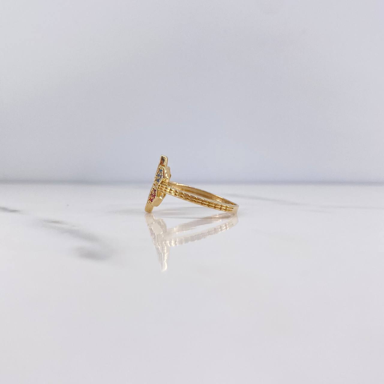 Anillo Panal 3.25gr / T7 / Circones Colores Oro Amarillo 18K $