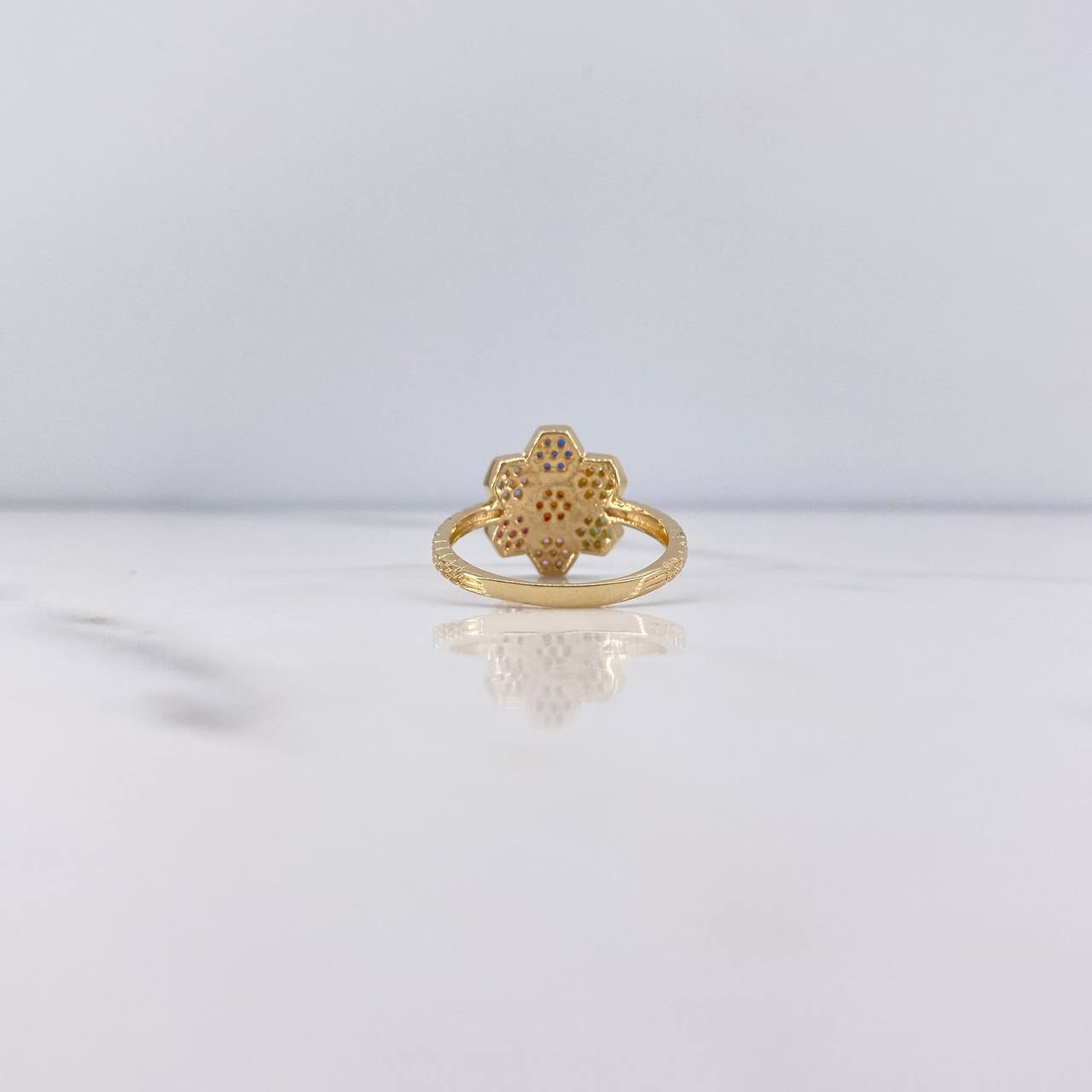 Anillo Panal 3.25gr / T7 / Circones Colores Oro Amarillo 18K $