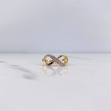 Anillo Infinito 2.75gr / T4 1/4 / Circones Blancos Dos Oros Amarillo Blanco 18K $