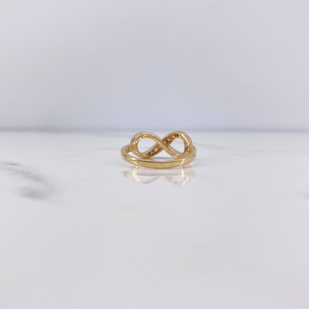 Anillo Infinito 2.75gr / T4 1/4 / Circones Blancos Dos Oros Amarillo Blanco 18K $