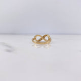 Anillo Infinito 2.75gr / T4 1/4 / Circones Blancos Dos Oros Amarillo Blanco 18K $