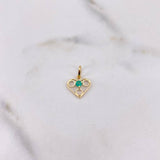 Dije Corazon Circulos 0.6gr / 1.5cm / Esmeralda 10 Pts Oro Amarillo 18K (Joya) &