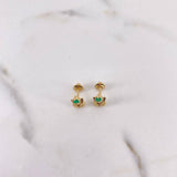 Topos Gato 0.95gr / Esmeralda 13 Pts Oro Amarillo 18K (Joya) &