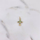 Dije Cruz 0.6gr / 2cm / Esmeralda 17 Pts Oro Amarillo 18K (Joya) &